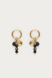 My Jewellery Oorringen met zwarte kralen en zon