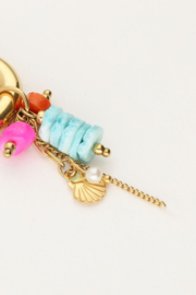 My Jewellery oorbellen | gekleurde kralen en schelpen goud