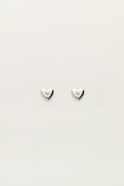 My jewellery oorbellen studs hart strass zilver