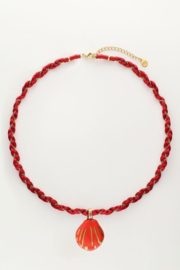 My Jewellery ketting | art lila gevlochten koord ketting met schelp goud