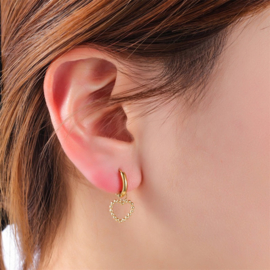 Go Dutch Label Oorbel Hoop + Dot Heart - 14K