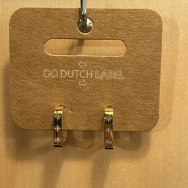 Go Dutch Label oorbellen | hanger vierkant met steentjes goud