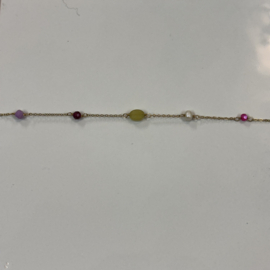 My jewellery armband  gekleurde kralen goud