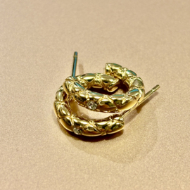 My Jewellery oorbellen | ringetje met groefjes en steentje goud