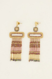 My Jewellery oorbellen | statement oorhangers met bruine Miyuki kralen goud