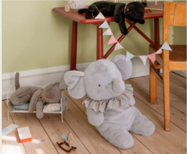 Maileg sleeping kitten plush medium grey