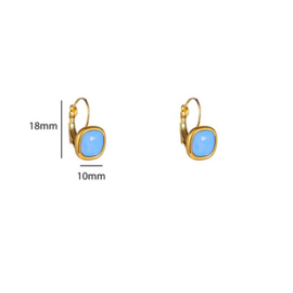 Go Dutch Label oorbellen Small Square Stone Earring - 14K + Blue