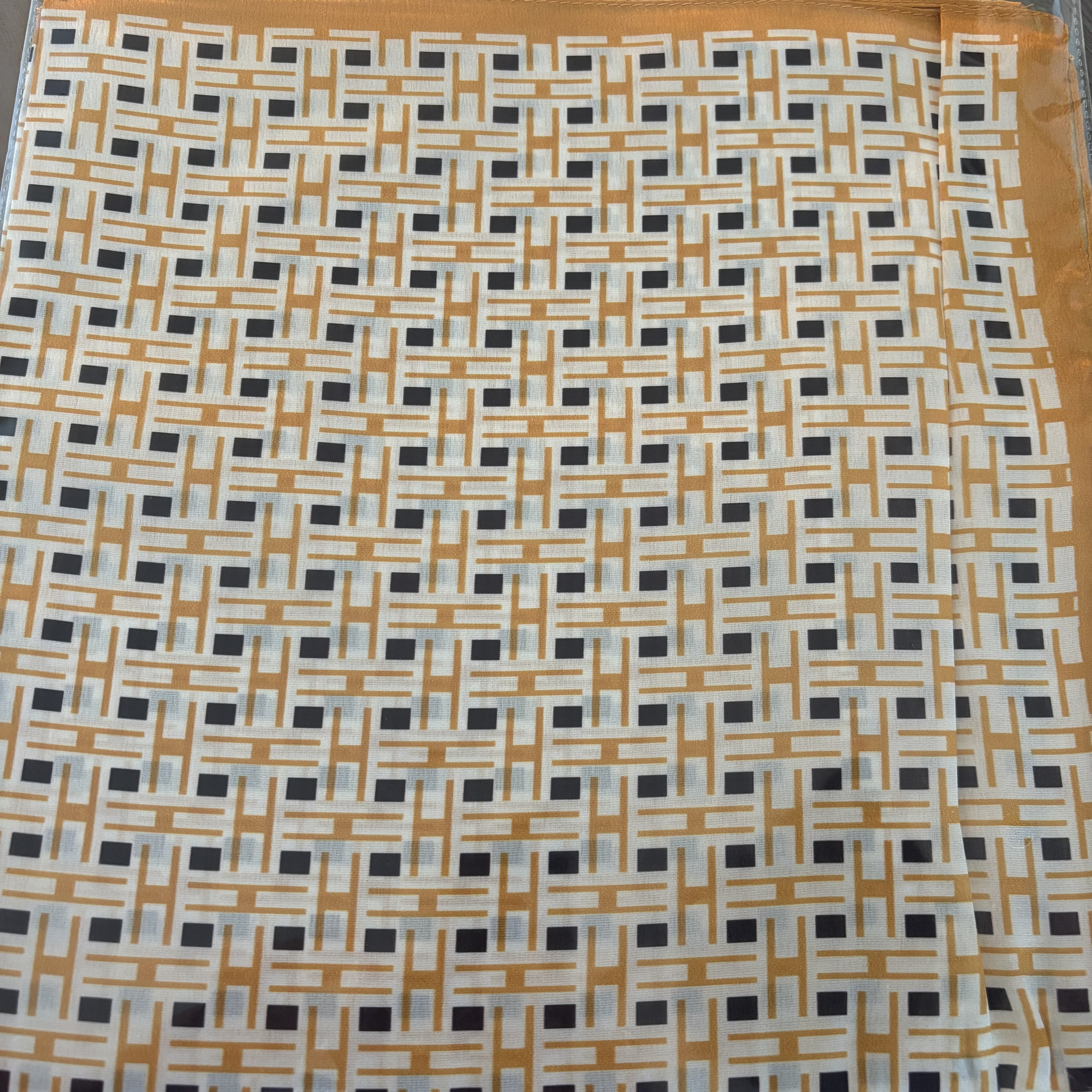 Go Dutch Label sjaaltje geel zwart geblokt 55x55cm