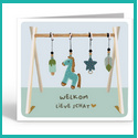 Pippa wenskaart welkom lieve schat blauw