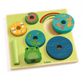 Djeco houten puzzel | inlegpuzzel en spel Puzz & boom regenboog