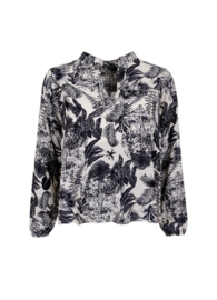 black colour blouse | Monique off white zwarte print