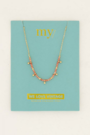 My Jewellery ketting | goud vintage ketting met oranje kralen & bolletjes*