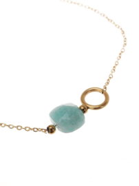 rose en camellia armband cirkel licht blauwe steen