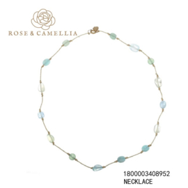 rose en camellia ketting blauw