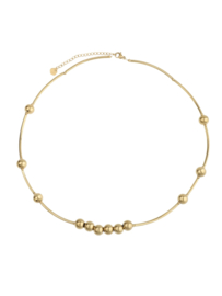 rose en camellia ketting staafjes goud met gouden bolletjes