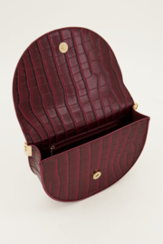 My Jewellery Burgundy half moon crossbody tas met croco print