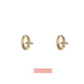 Go Dutch Label Chrystal Flower Hoop - 14K