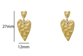 Go Dutch Label oorbellen Wavy Hearts Dangle goud 14k
