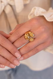 My jewellery Bold ring met driedubbele wikkel & bolling goud verstelbaar