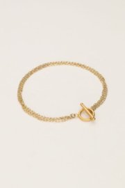 My Jewellery armband met 4 kettinkjes en slotje goud