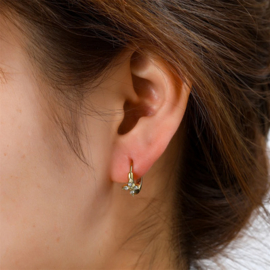Go Dutch Label Chrystal Flower Hoop - 14K