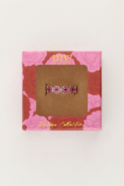 My jewellery verstelbare ring Vintage met roze & rode bloemetjes zilver