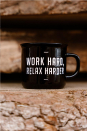 prospectt Jens living retro mok zwart "work hard, relax harder"