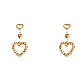 Go Dutch Label oorbellen 3 hearts - 14k