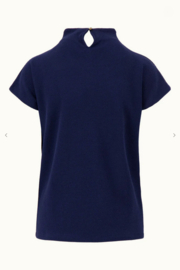 zusss top met aangeknipte mouw in structuur materiaal summer navy
