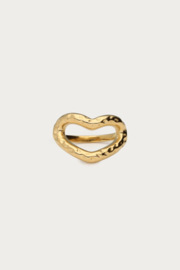 My jewellery Bold statement ring met open hart & structuur goud verstelbaar