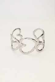 My jewellery Statement bangle met open harten zilver