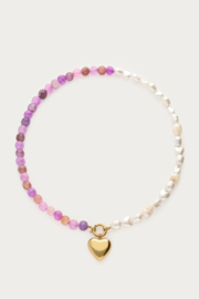 My jewellery Ketting imitatieparels & zoetwaterparels met paarse kralen goud