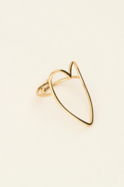 My jewellery verstelbare ring met open hart goud