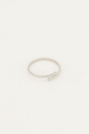 My Jewellery ring | verstelbare mix ring gedraaid relief smal zilver.*
