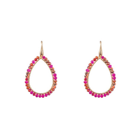 Go Dutch Label oorbellen | beads open drop goud fuchsia mix