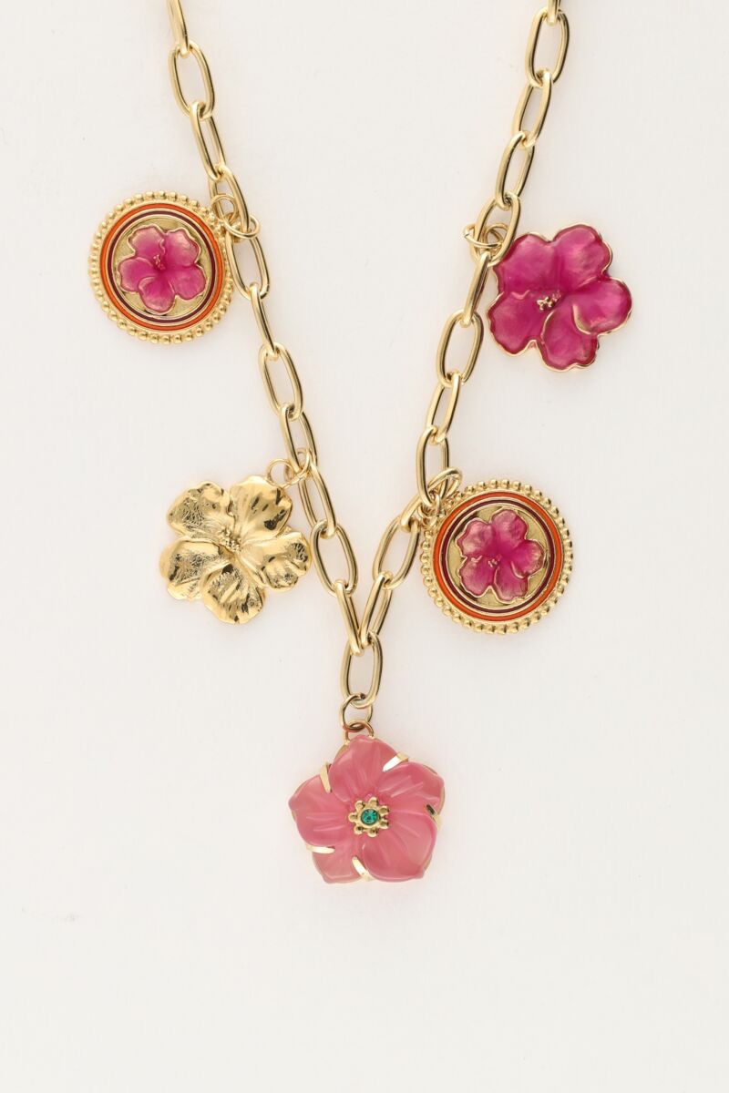My Jewellery Island ketting met 5 bedel bloemen goud