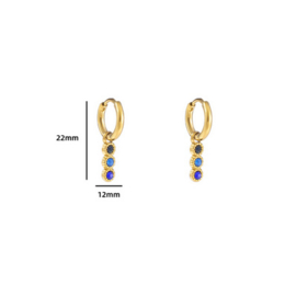 Three in a row Ring - 14K + Blue