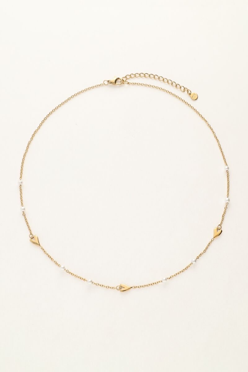 my jewellery Ketting met hartjes en imitatieparels