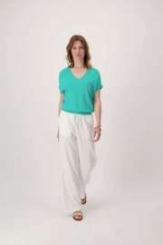 Zusss fijnbrei top met v-hals turquoise