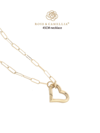 rose en camellia ketting 45cm hart sluiting