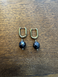 camps & camps oorbellen Glass Bead Smoked Topaz