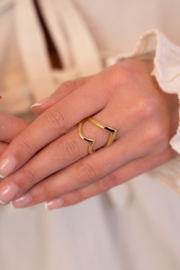 My jewellery Bold statement ring met groot open hart goud verstelbaar