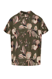 zusss turtle top met iris bloemen print donkergroen