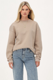 My Jewellery Beige sweater met ruffle en patch