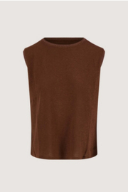 zusss Singlet met lurex boord bruin