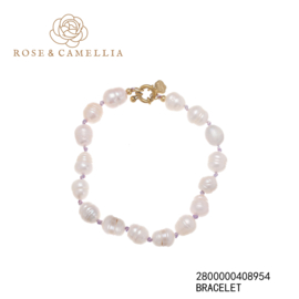 rose & camellia parels op paarse draad met rond slot