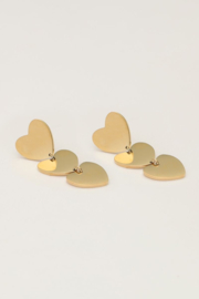 My jewellery oorbellen drie hartjes goud