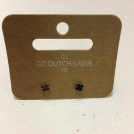 Go Dutch Label oorbellen | knopjes klavertje vier zilver.