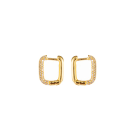 Go Dutch Label oorbellen | oval hoop crystal goud