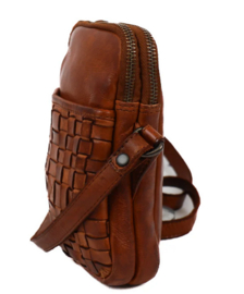 Bear Design gevlochten schoudertasje 'Saske' cognac